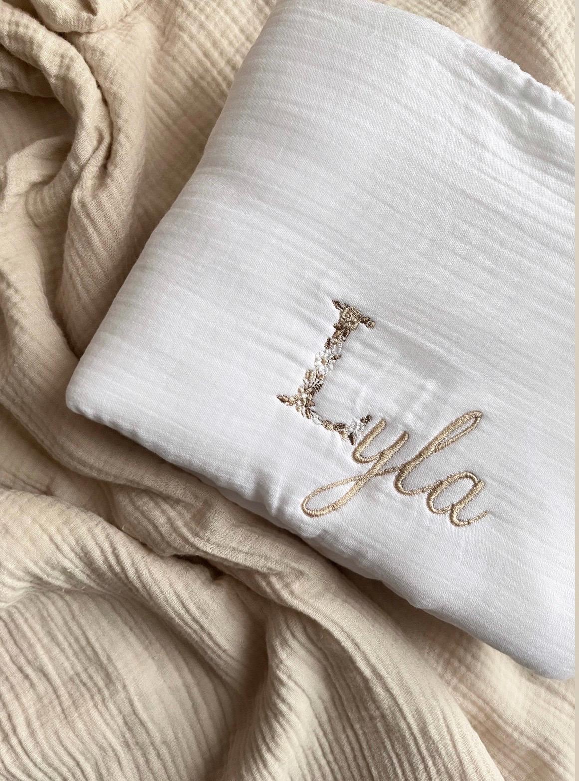 Couverture gaz de coton/polaire blanche