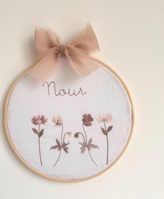 Tambourin brodé fleurs