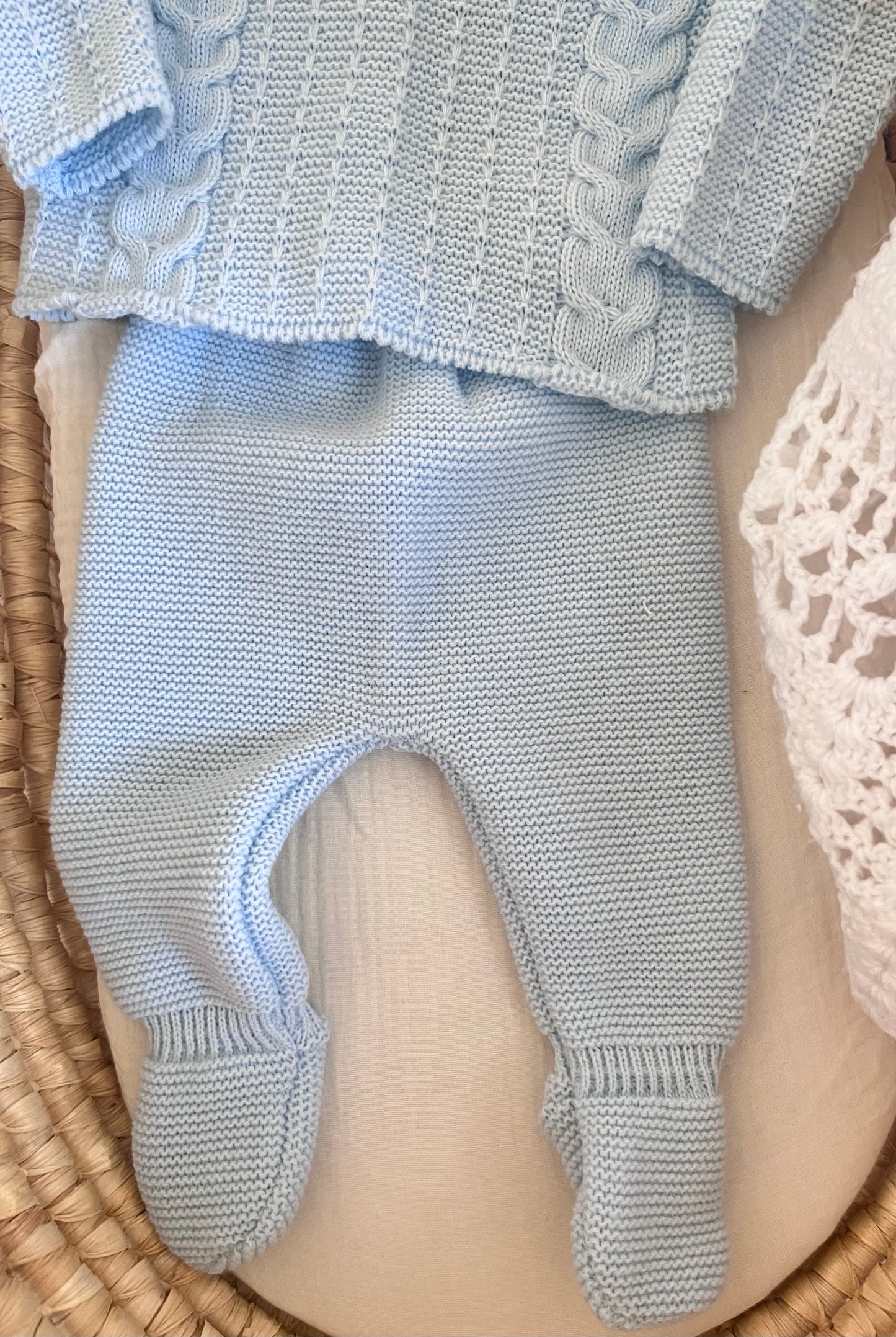 Ensemble en maille bleu 0-3 mois