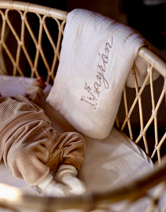 Couverture gaz de coton/polaire blanche