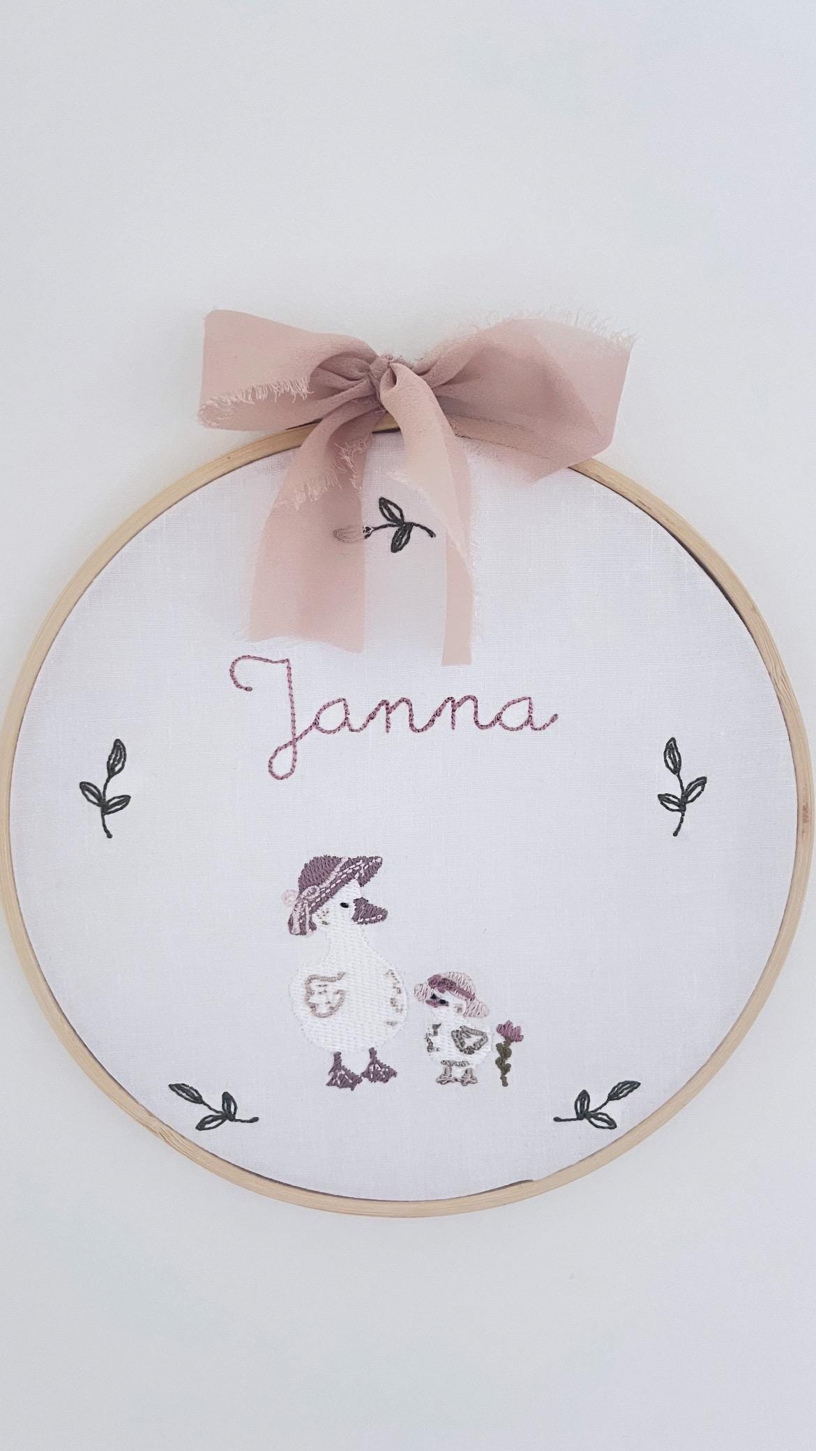 Tambourin brodé oies