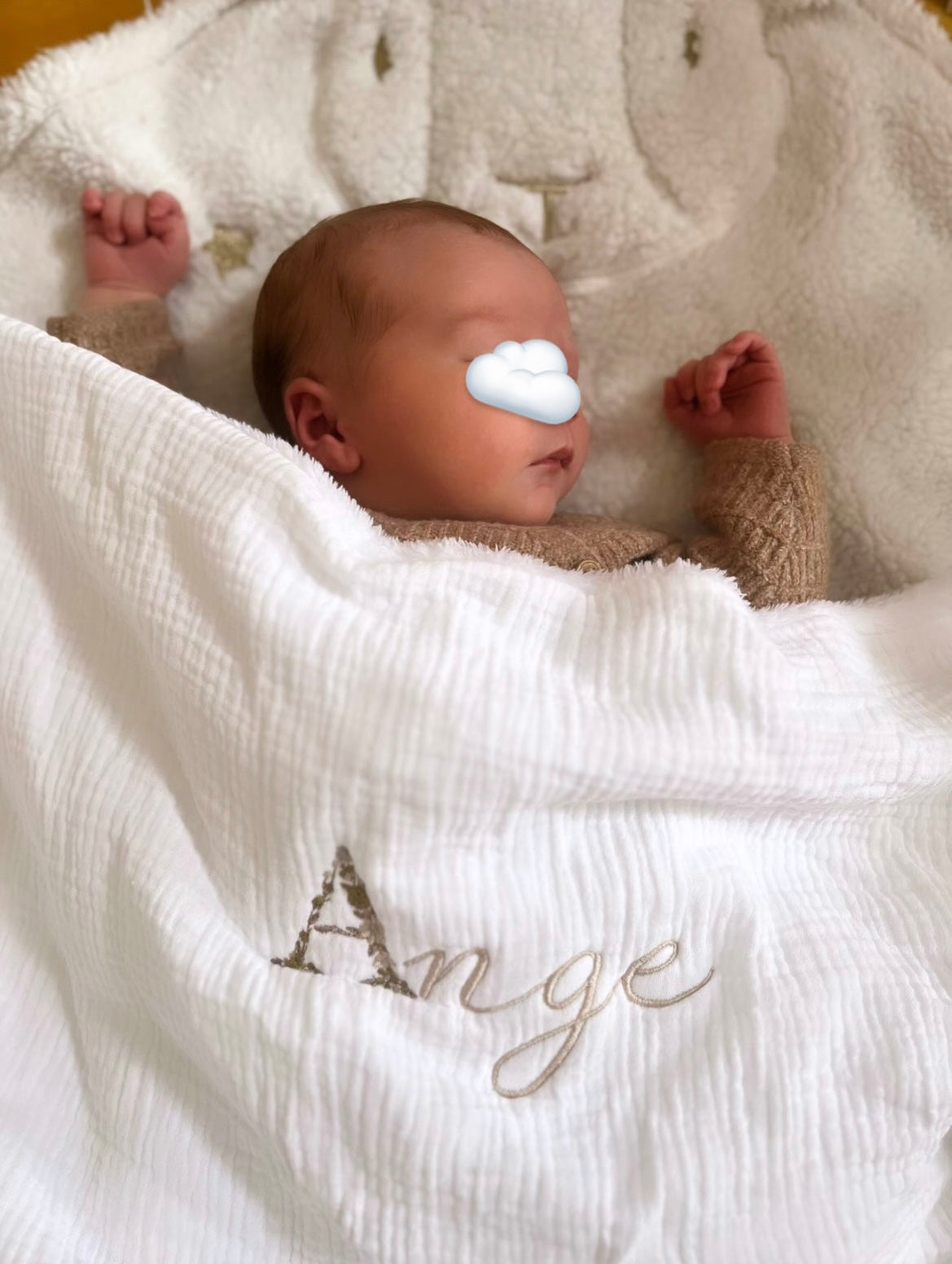 Couverture gaz de coton/polaire blanche