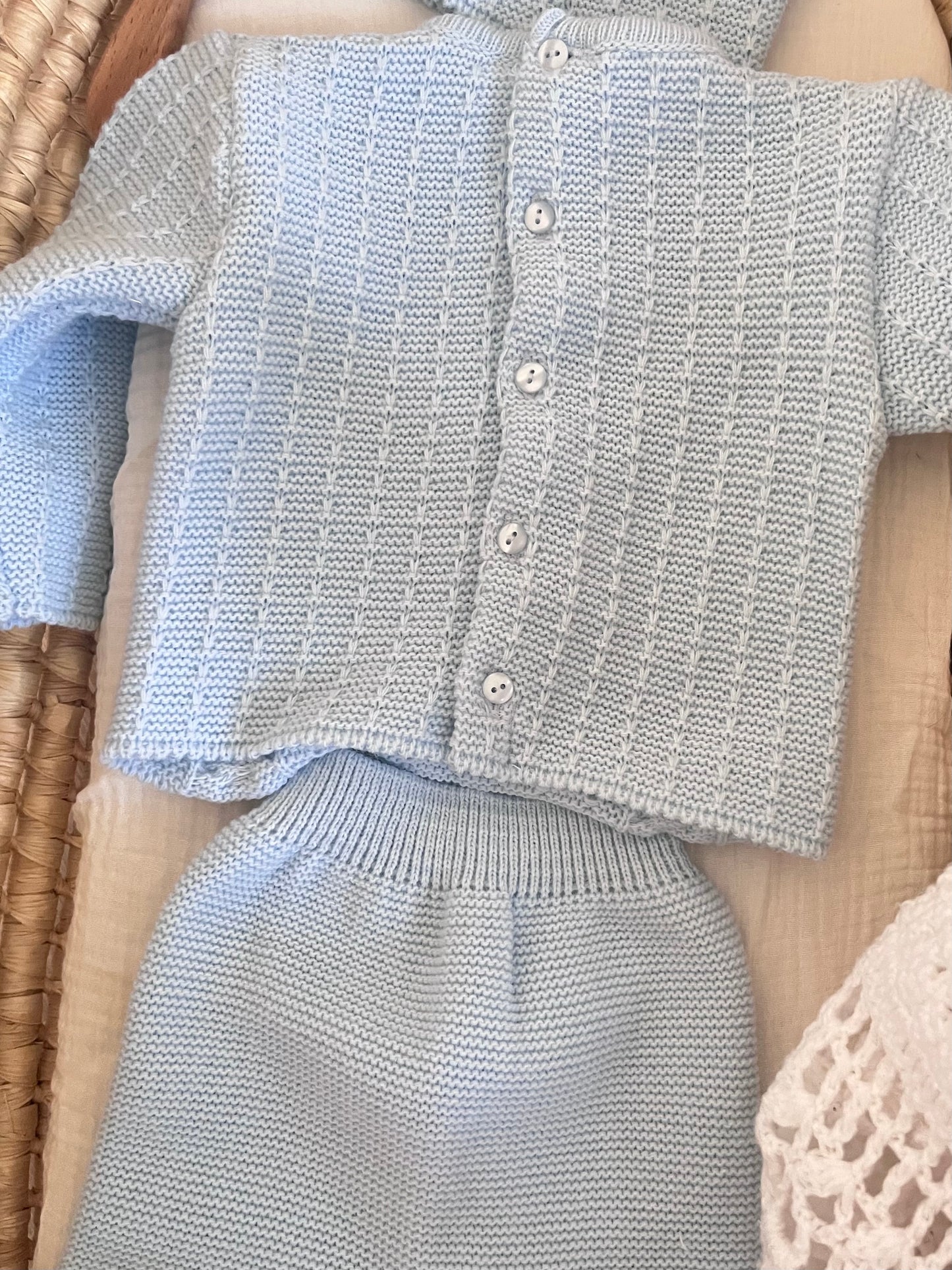 Ensemble en maille bleu 0-3 mois