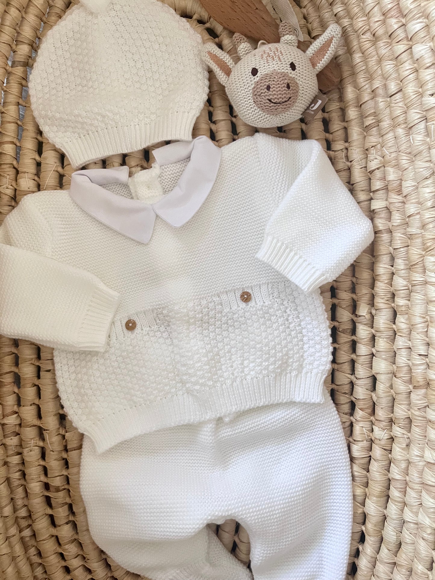 Ensemble en maille blanc 0-3 mois