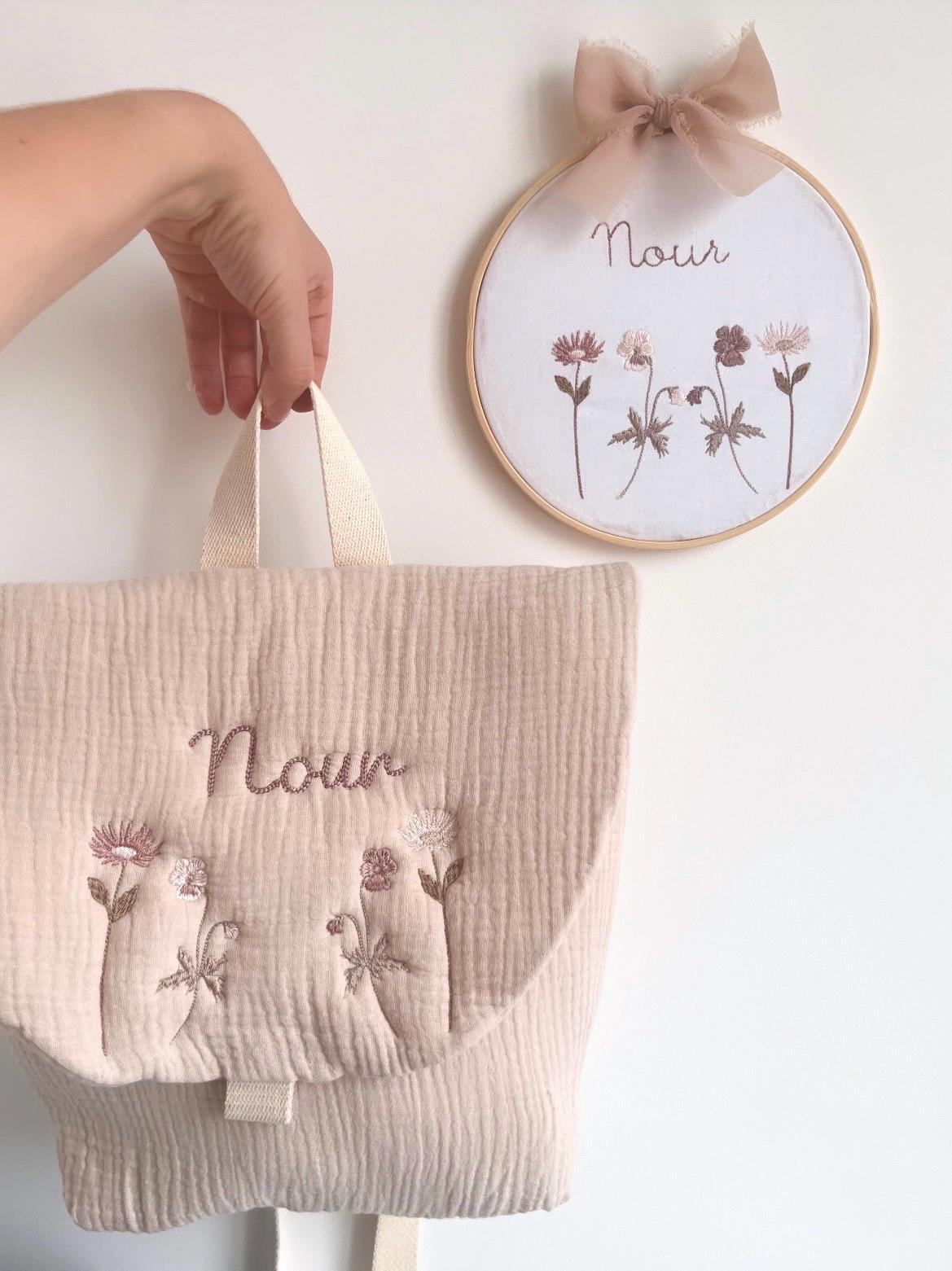 Tambourin brodé fleurs