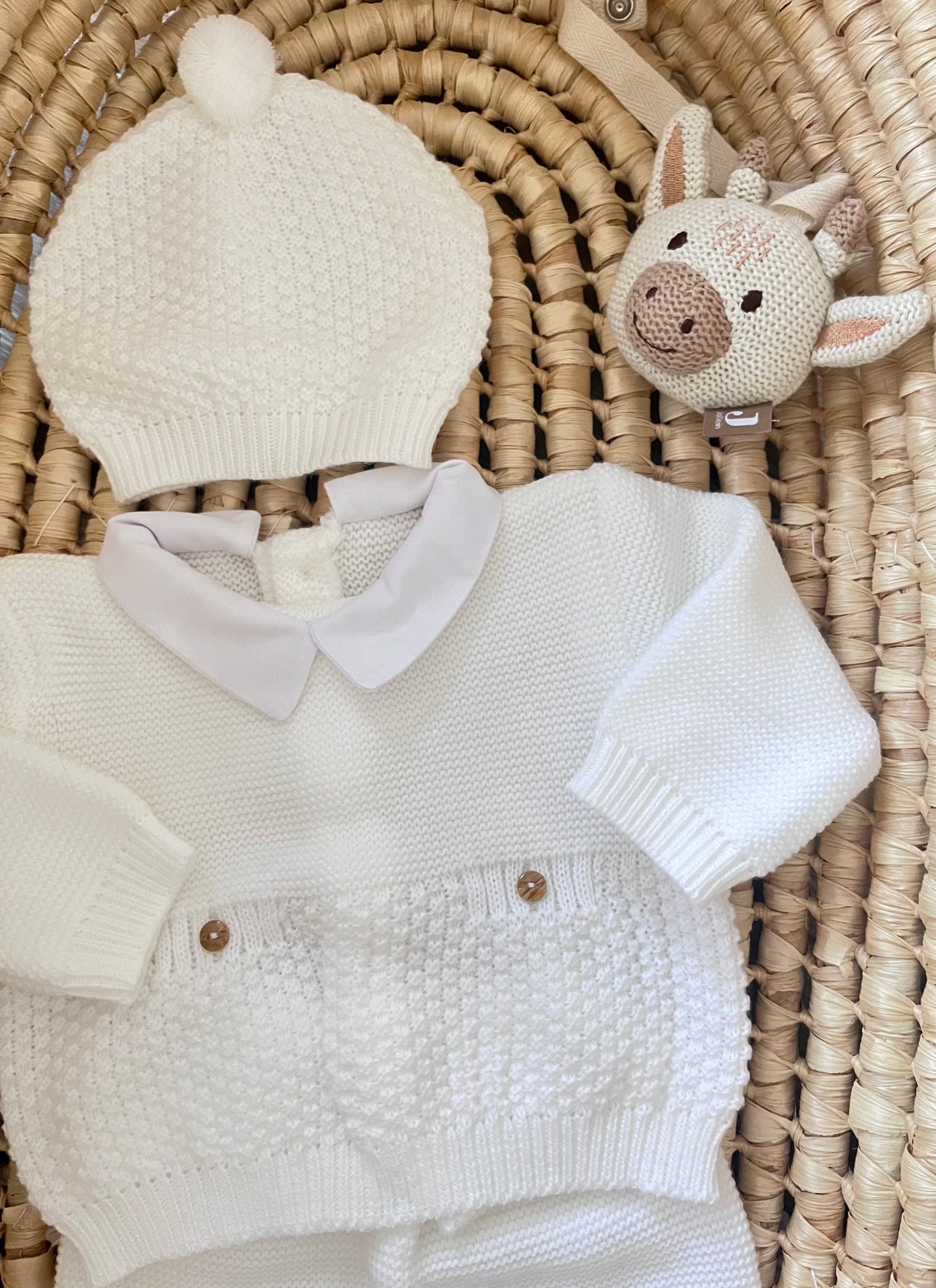 Ensemble en maille blanc 0-3 mois
