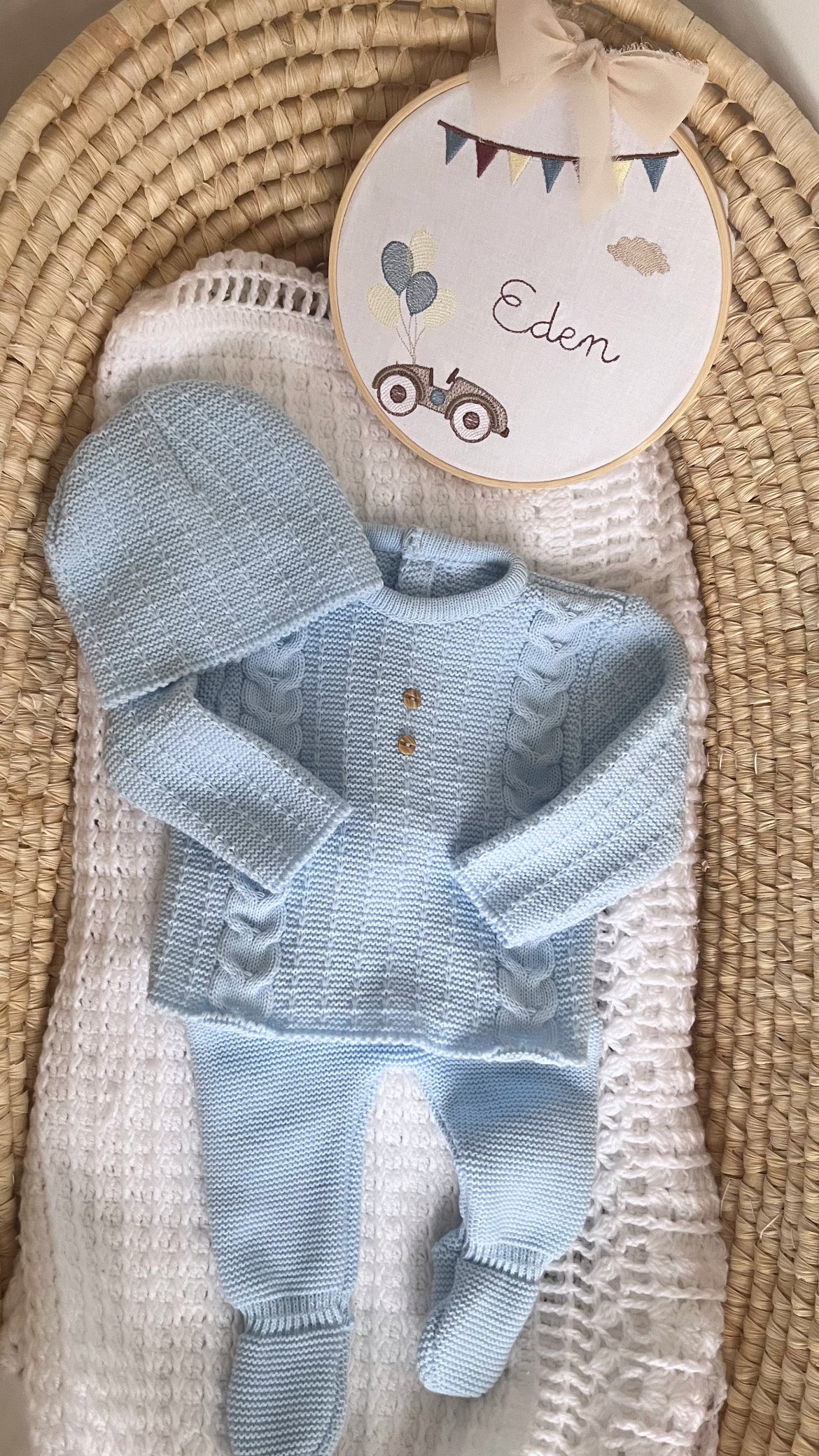 Ensemble en maille bleu 0-3 mois
