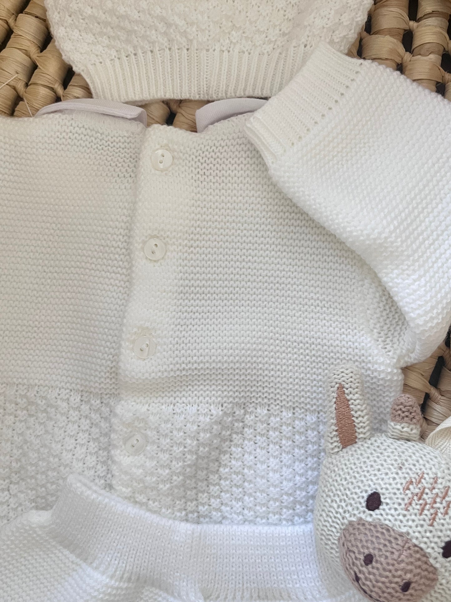 Ensemble en maille blanc 0-3 mois